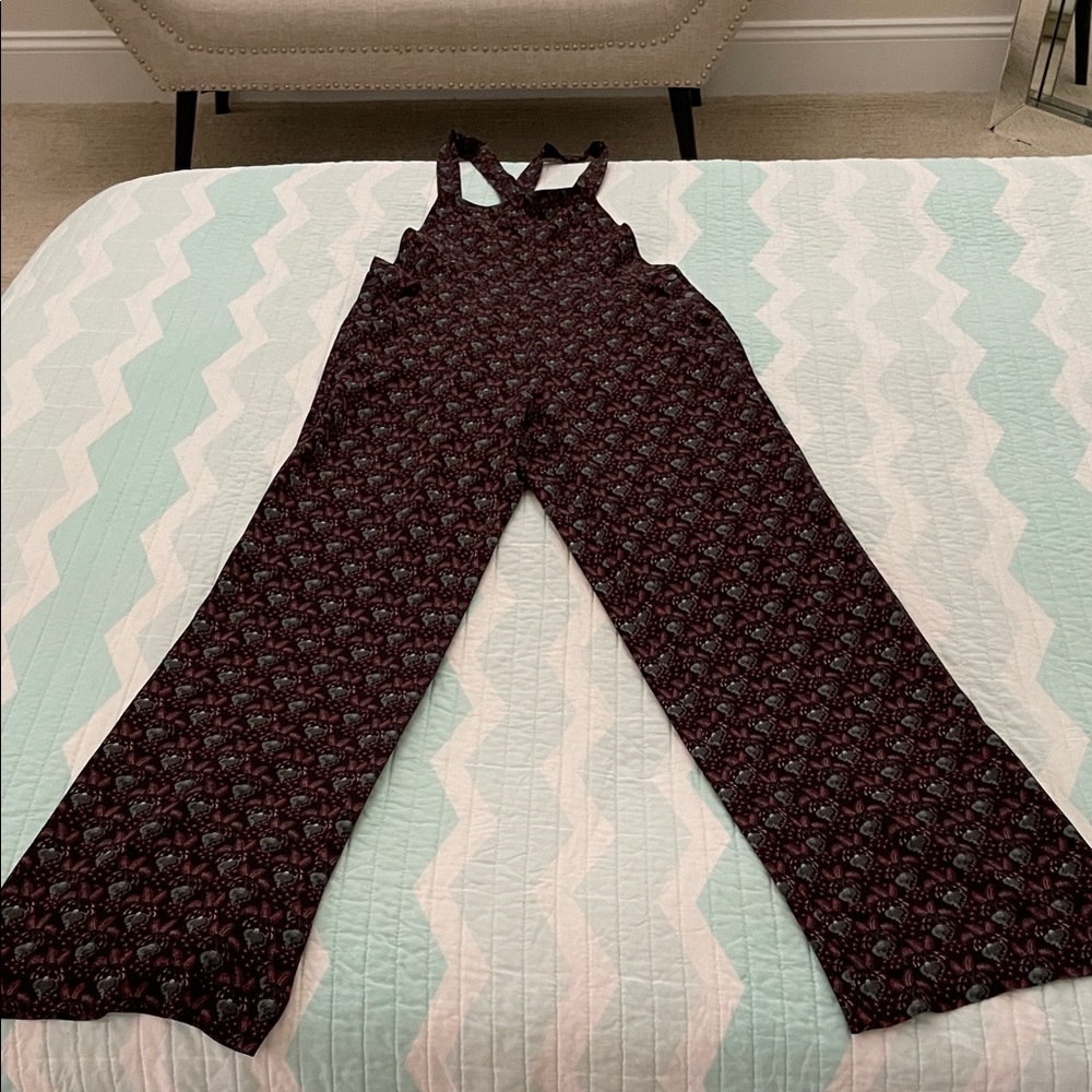 NWOT A.L.C. Burgundy/Sage Paisley Patterned Flare Jumpsuit